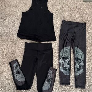 Terez Black Skull Leggings and Tank Set